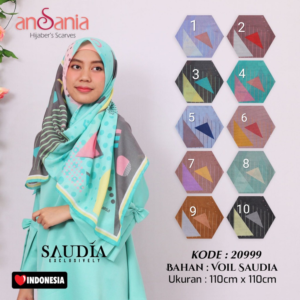  Saudia  Ansania Segiempat Rawis  Motif  20999 jilbab  