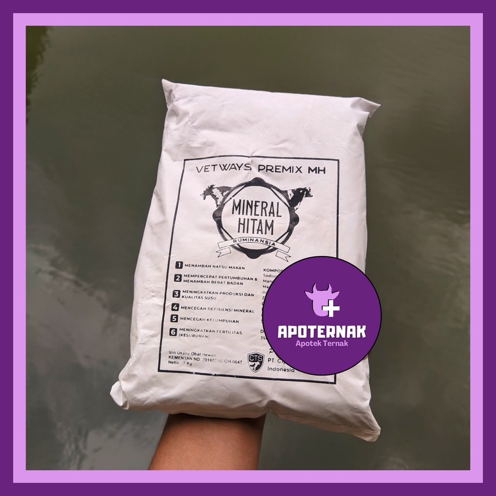 VETWAYS MINERAL HITAM | Mineral Sapi Pincang Lumpuh, Support Perbaikan Pertumbuhan Tulang dan Kuku Sapi Kambing Domba | Apoternak