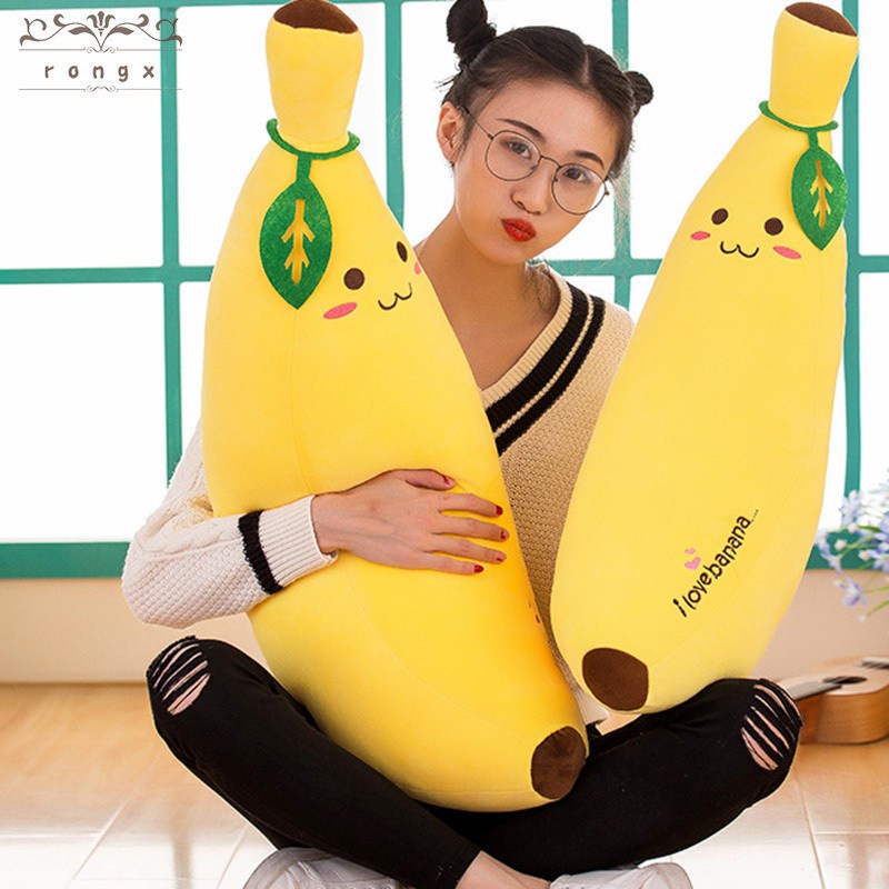 Boneka Pisang Bordir Boneka Plush Model Pisang Banana Jumbo Ukuran M/L/XL Bahan Lembut Halus