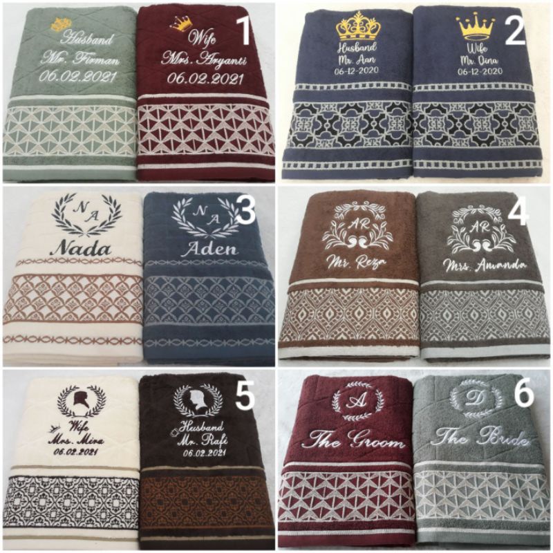(1 HANDUK) HANDUK BORDIR TERRY PALMER SIGNATURE/HANDUK SESERAHAN/HANDUK COUPLE GRATIS BORDIR