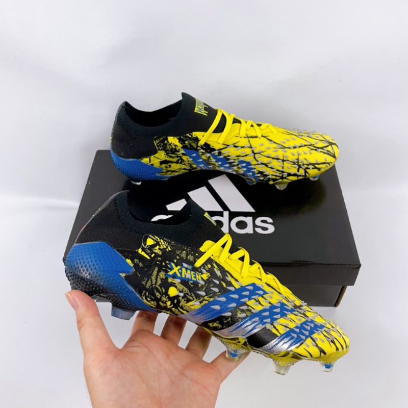 Sepatu Bola Adidas Predator Freak .1 Low Bright Yellow Silver Metallic Core Black FG