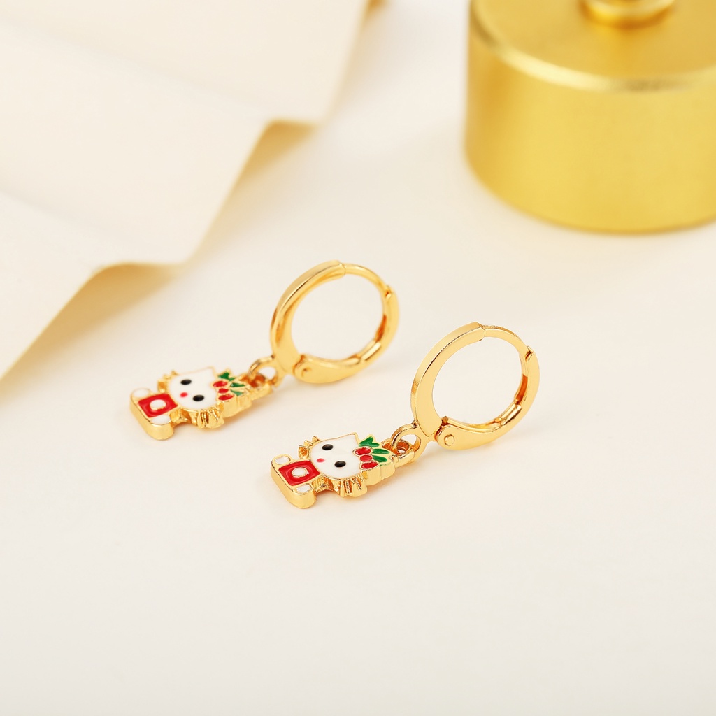 Y389【Pengiriman di tempat】Anting Anak Titanium Hello Kitty Anting Anak Lapis Emas 24k Perhiasan Anak Perempuan Anting