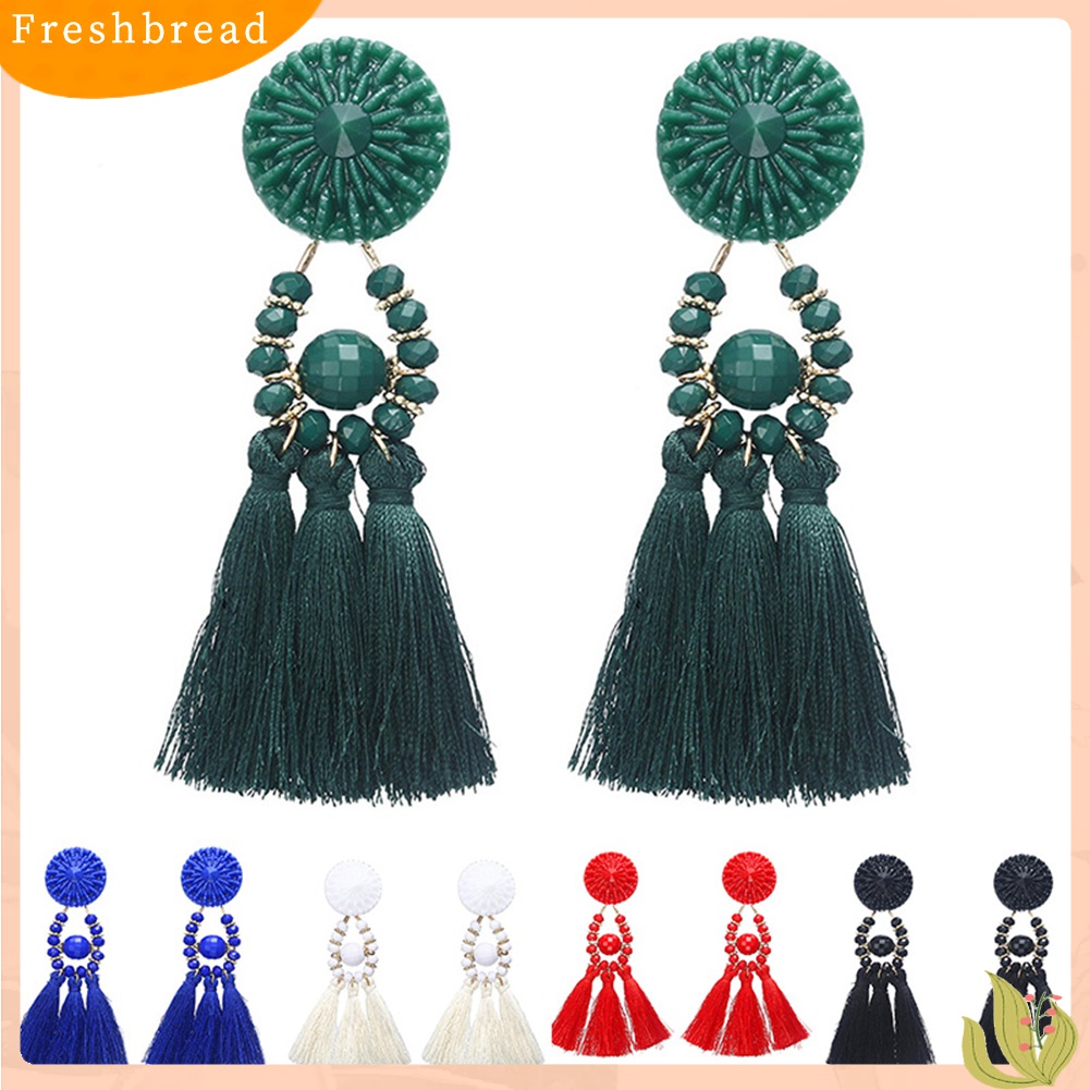 Terlaris Vintage Ethnic Beaded Long Tassel Dangle Statement Earrings Women Jewelry Gift