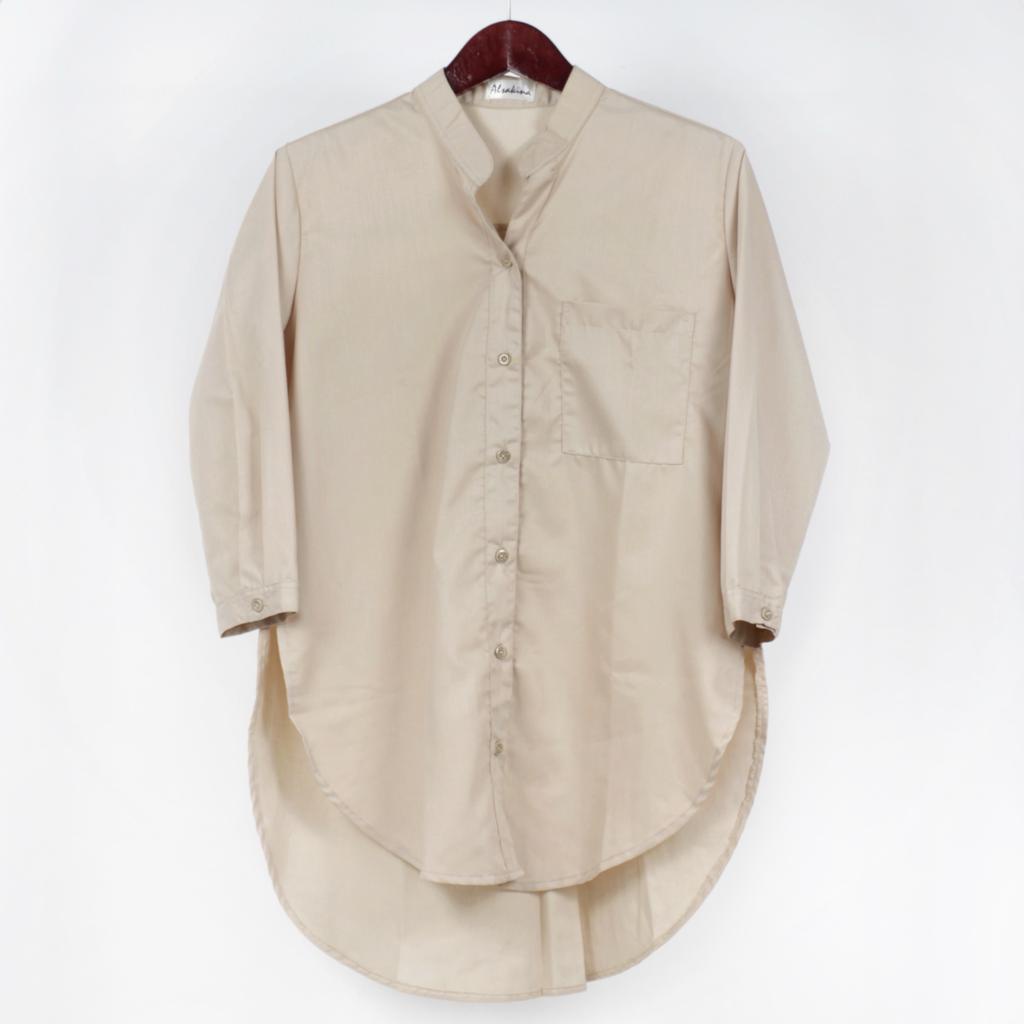 Kemeja Tunik Polos / Kemeja Wanita / Kemeja Polos / Kemeja Kerja / Bahan Toyobo-Cream