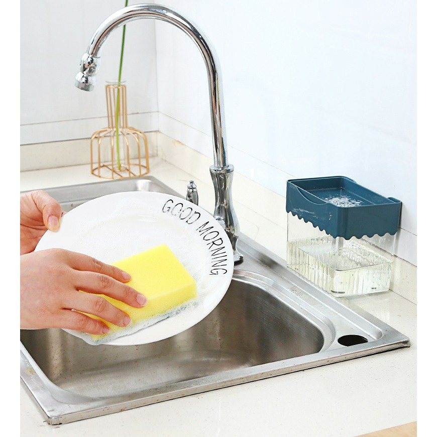 Dispenser Sabun Cuci Piring 2 In 1 Sponge Holder + Soap Pump Box / Soap Pump Plus Sponge ( Kode B )