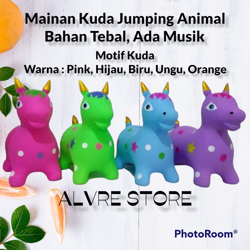 Mainan Anak Kuda-Kudaan Karet Lucu Tebal - Jumping musik mainan anak motif kuda dan rusa