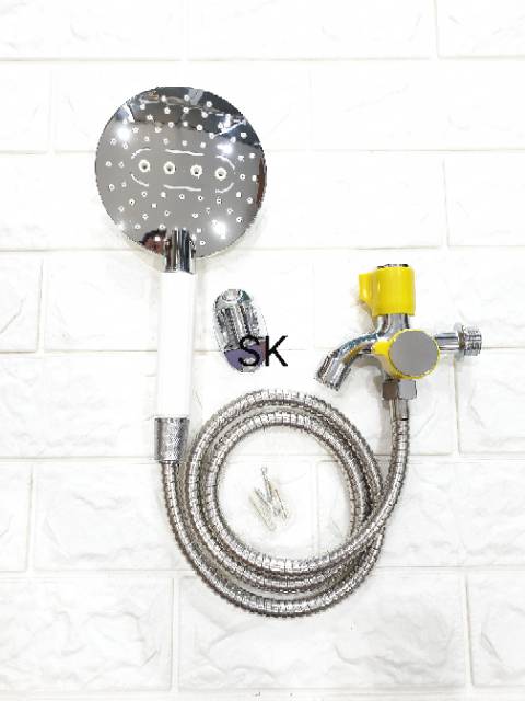 ( By 1 Get 1 ) Beli Hand Shower Kamar Mandi Dapat Kran Cabang Double 2 Lobang