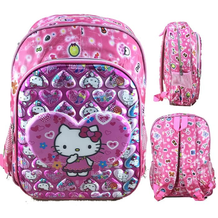 TAS ANAK ELSA GROSIR RANSEL SEKOLAH ANAK SD 5D HELLO KITTY LOVE IMPORT