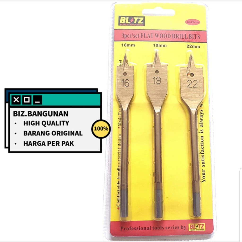 MATA BOR KAYU KIPAS 3 PCS BLITZ  - 3PCS SET