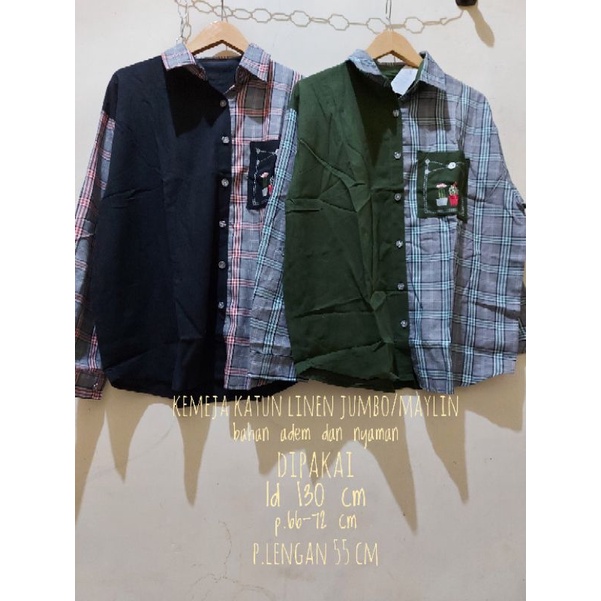 kemeja katun linen jumbo