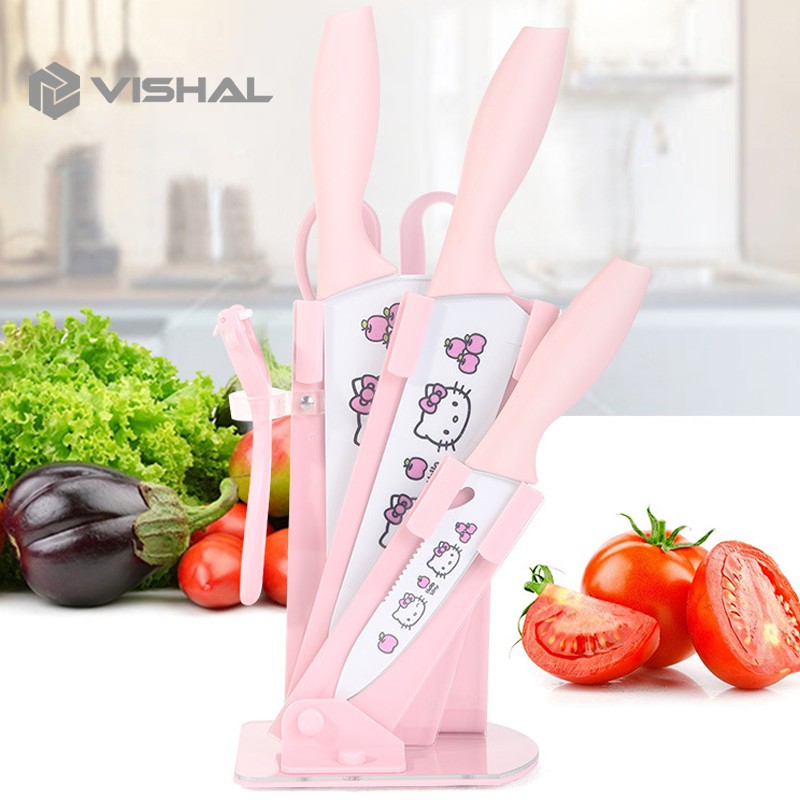VISHAL Talenan Set 7 in 1 Keramik / Pisau Set 7 in 1 Kitchen Knives Set Fruit Knife/ VS-1812