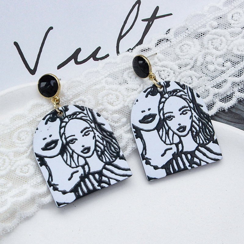 Anting Stud Desain Bunga Daisy Warna Putih Oranye Hijau Putih Untuk Wanita