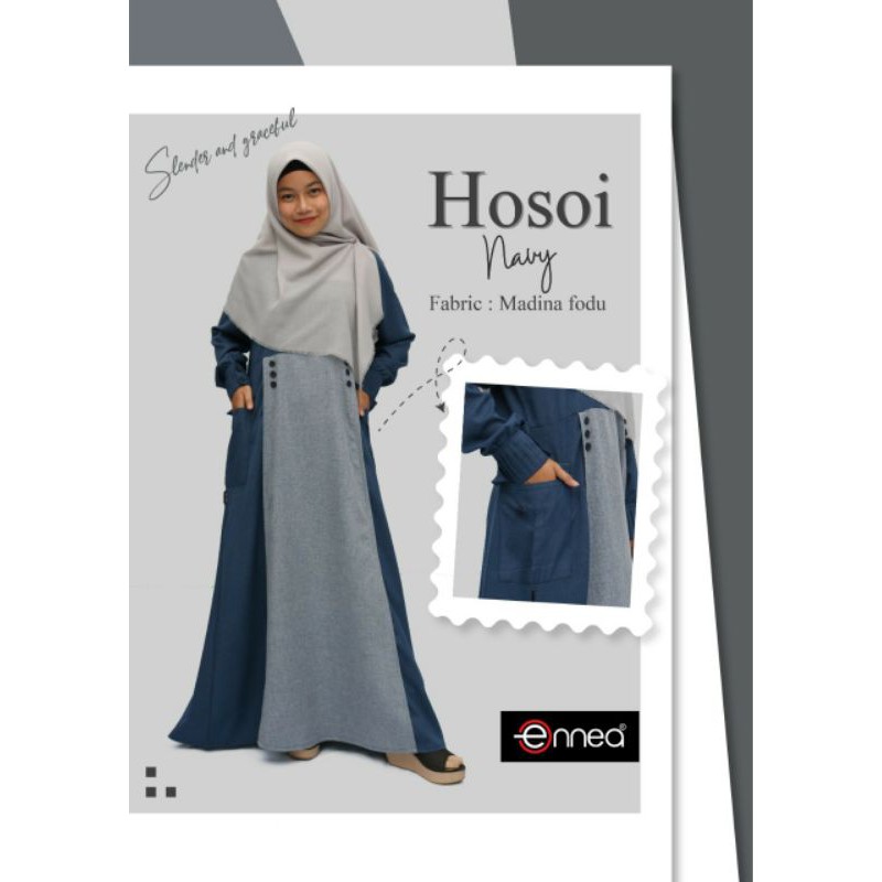 GAMIS HOSOI ENNEA NAVY GAMIS ENNEA TERBARU DRESS LENGAN PANJANG