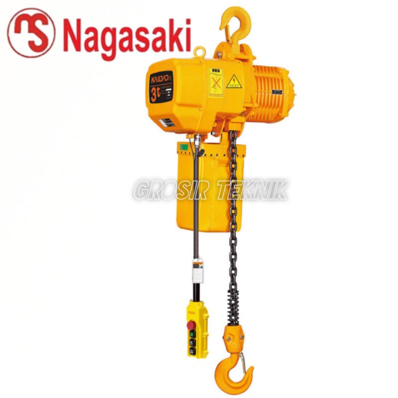 Nagasaki Electric Chain Hoist 3 Ton 6 Meter 220V 1 Phase Japan Elektrik Hois Katrol Rantai