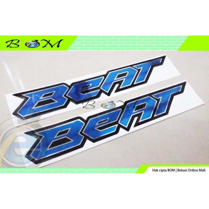 emblem logo lambang tulisan honda beat timbul biru krum chrome