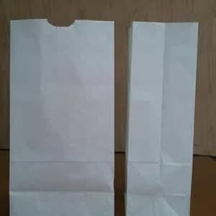 PAPER BAG SIZE M - UKURAN MEDIUM - KANTONG KERTAS ROTI - WHITE 100 PCS