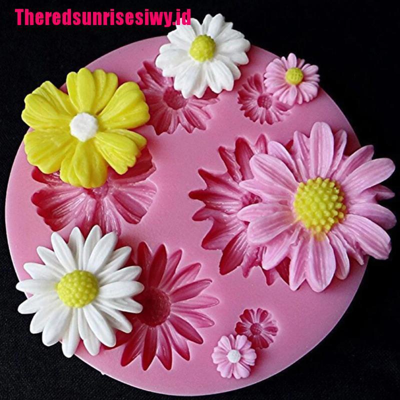 Cetakan Fondant Kue Bentuk Kelopak Bunga Matahari 3D Timbul Bahan Silikon Untuk Dekorasi