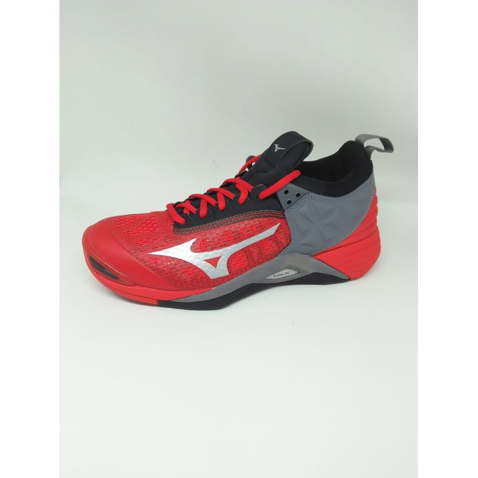 Sepatu volley mizuno Wave Momentum Red silver Original