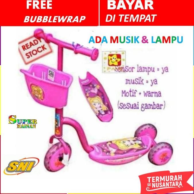 skuter anak roda 3 ada musik dan lampu sekuter otoped anak perempuan Star Seller Termurah