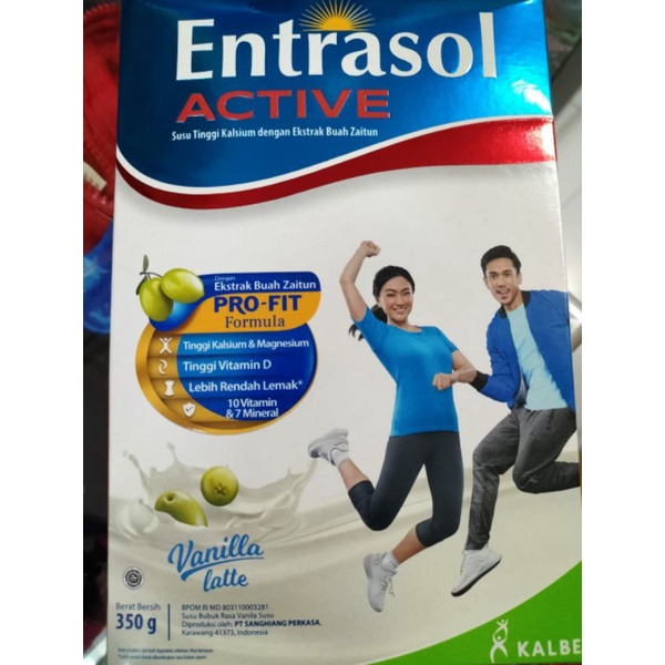 

ENTRASOL ACTIVE Vanila/Coklat 350 gr.. Exp.date: Feb 2024. Packing : kardus.