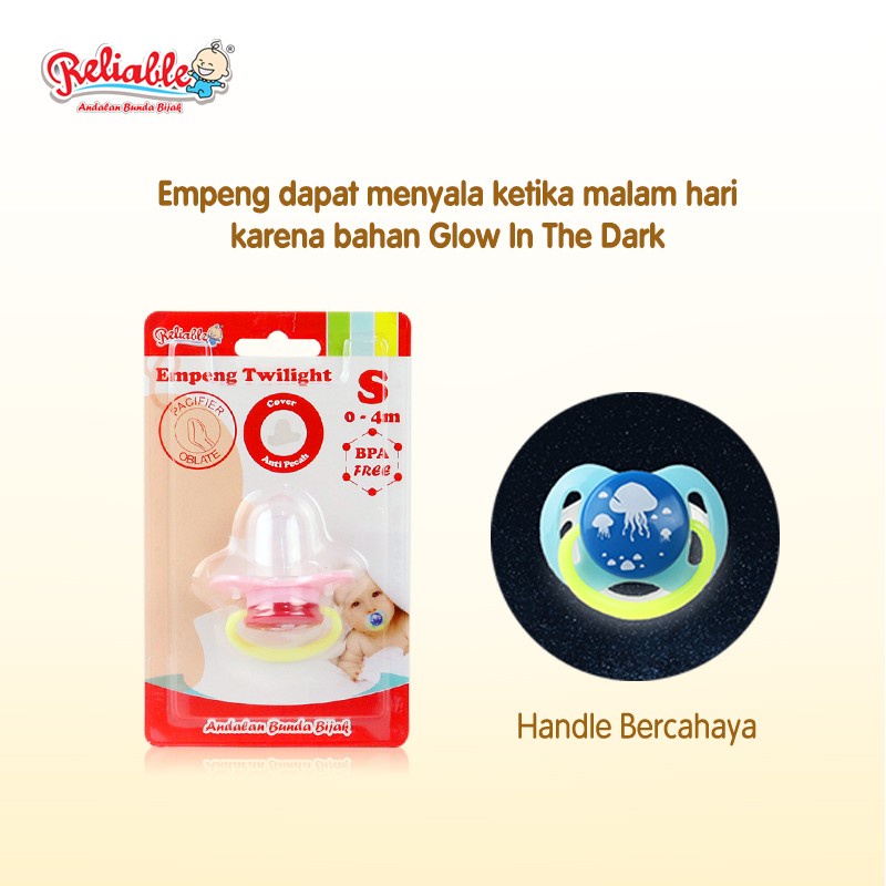 Reliable Baby Empeng Twilight - Pacifier Soother Bayi Empeng Gepeng Ada Tutup / Glow In The Dark