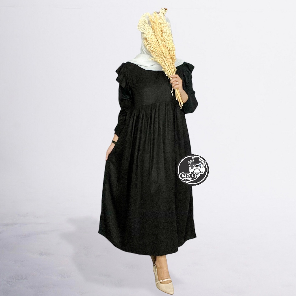 Myra Midi Dress Ruffle Busui Friendly / Midi dress PREMIUM Rayon Twill / DRESS WANITA MUSLIM / GAMIS