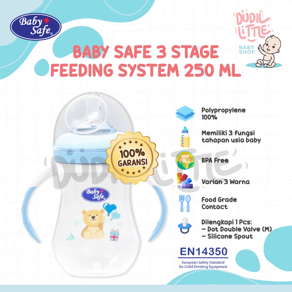 BABY SAFE 3 STAGE FEEDING SYSTEM BOTTLE 250 ML WN30