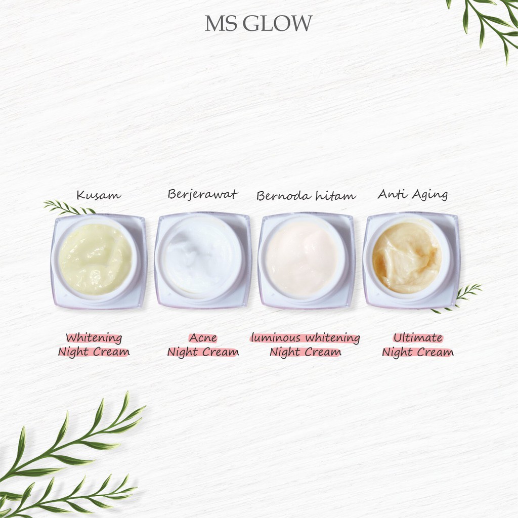 Ms Glow Day Cream Night Cream Whitening Luminos Acne Ultimate Ecer Shopee Indonesia