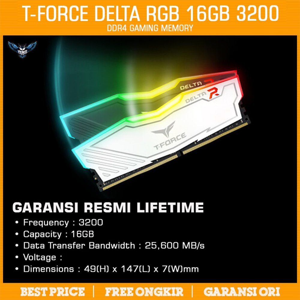 RAM TEAM T-FORCE DELTA RGB 16GB 3200 | Black/White Single ddr4 3200mhz