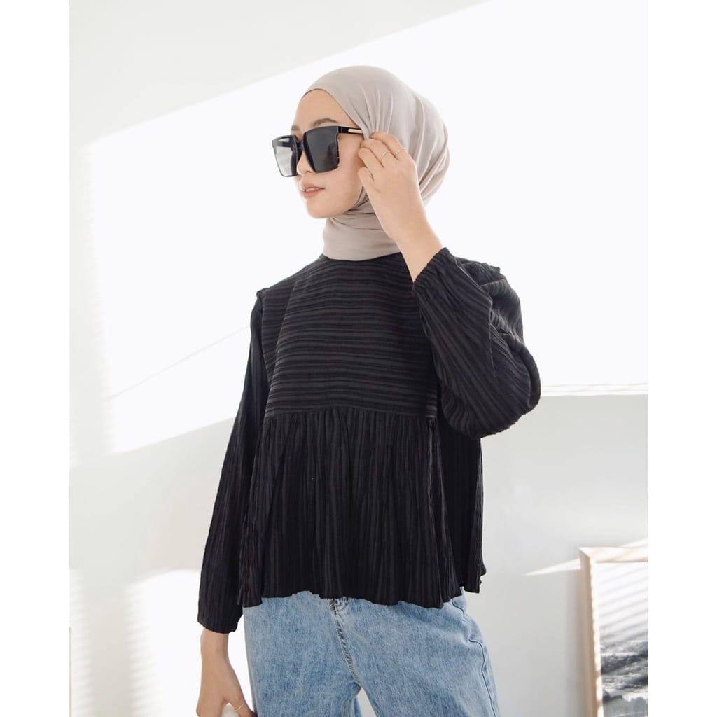 BEFAST - ZEC OOTD Wanita Blouse ASYAH / Yuraa Lady Crush Crincle / Kinan Blouse / Atasan Lengan Panjang / Blouse Remaja Casual / Blouse Polos Formal / OOTD Wanita Remaja Trendy / Blouse Banyak Warna