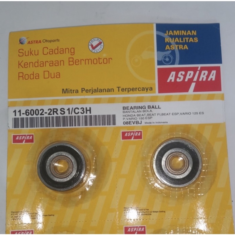 BEARING LAHER BAK CVT 6002 BEAT / BEAT FI / POP / STREET / SCOOPY / VARIO 125 150 / SPACY MERK ASPIRA ASTRA