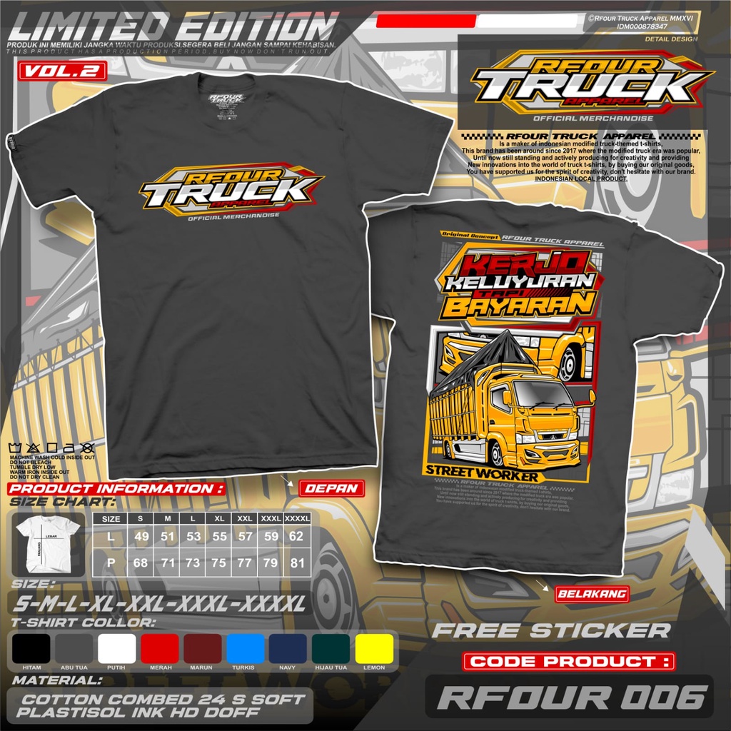 KAOS TRUCK PREMIUM KATA KATA KERJO KELUYURAN BAYARAN ORIGINAL RFOUR TRUCK APPARELL PREMIUM DISTRO LENGAN PENDEK TERBARU