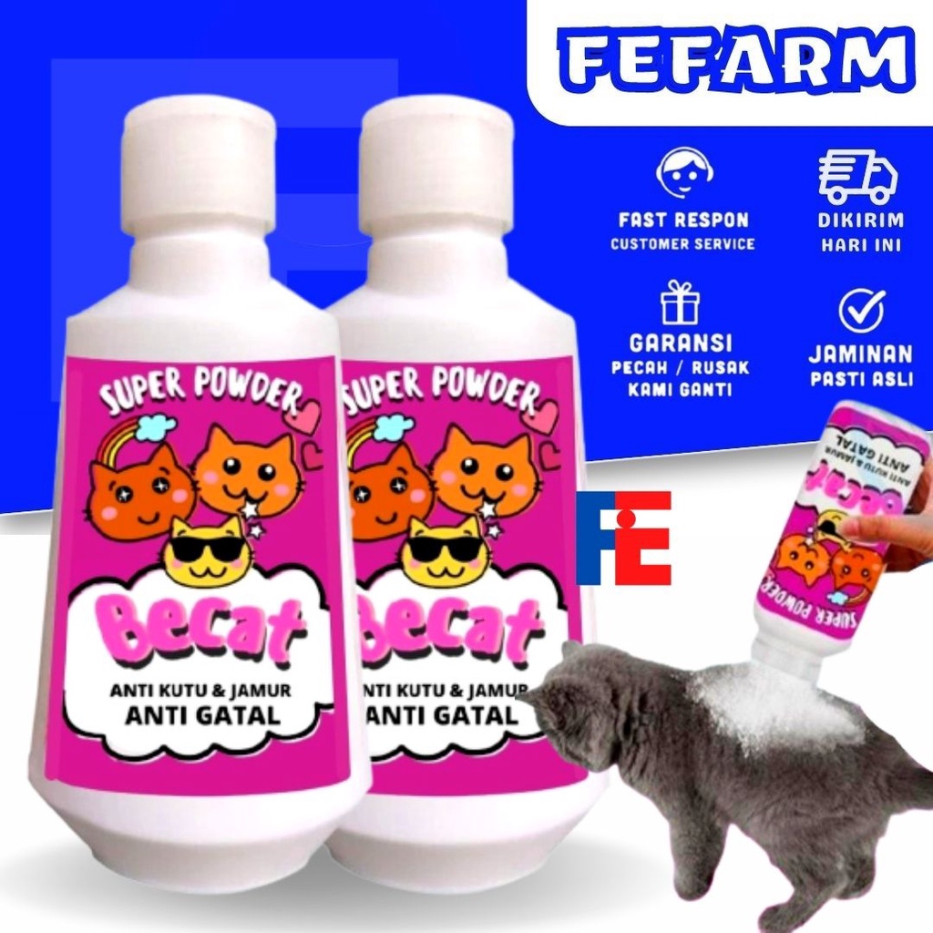 Bedak  Kucing kitten Anti Kutu Jamur Scabies Grooming Kucing Bedak Kutu Kucing FEFARM