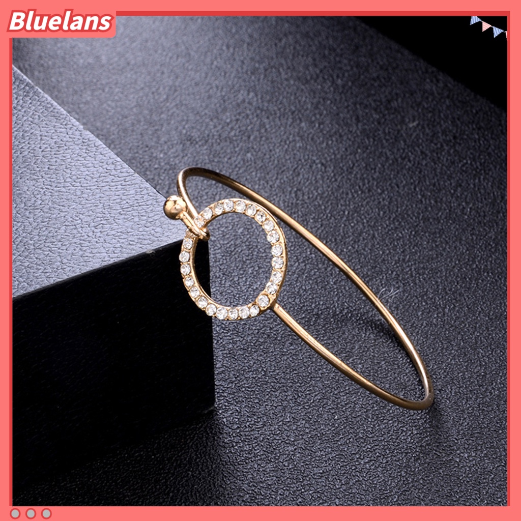 Bluelans 4Pcs Fashion Knotted Circle Arrow Rhinestone Opening Bangles Women Bracelets