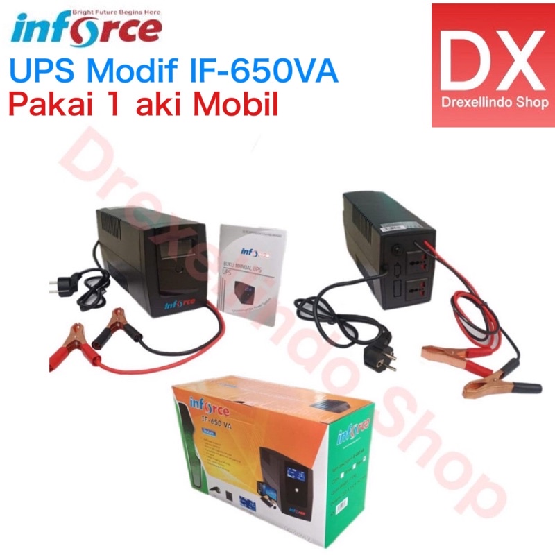 Ups Modif Inforce IF-650 WA Avr Lcd Display Dilengkapi dengan 2 Kabel Jepit ke AKI  No Baterai