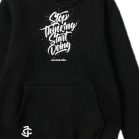 Hoodie Pria Original Brand Jico Clothing Warna Hitam List Stop Thingking Start Doing