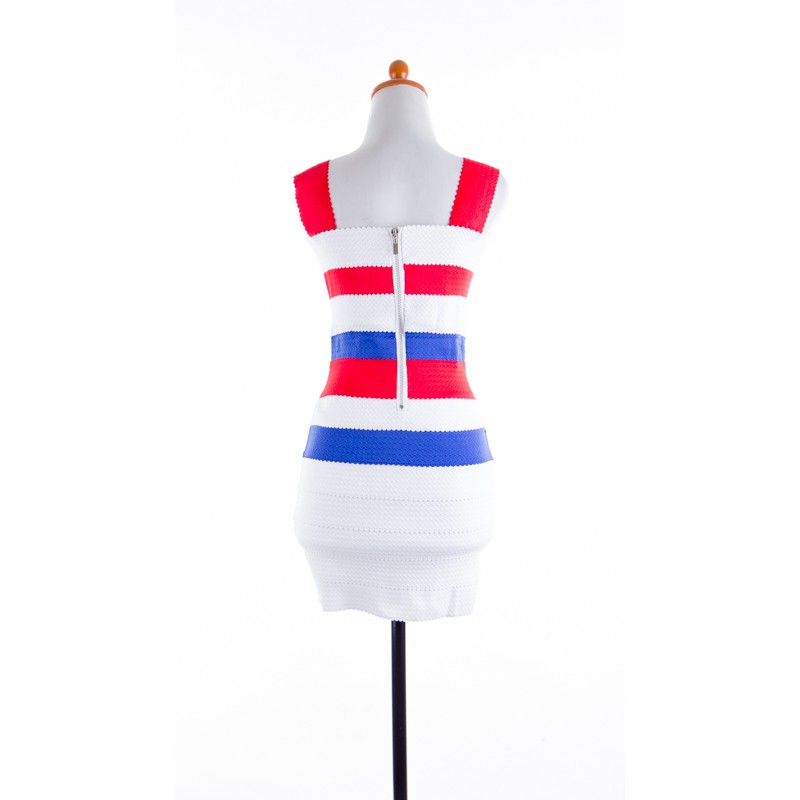 31009 Dress TriColor Stretch Cascade, back zipper Bandage (M,L)