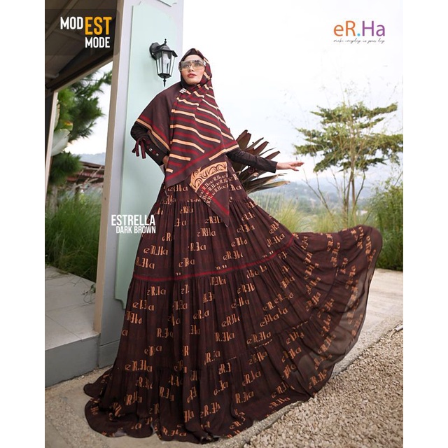 [ER.HA SYARI] GAMIS SYARI TERBARU / DRESS SET PRINTING " ESTRELLA SET " BY ERHA SYARI