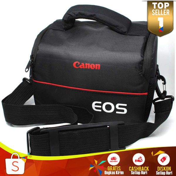 Tas Selempang Kamera DSLR Canon Nikon Lapisan Busa Banyak Ruang Multifungsi Slempang Camera Bag