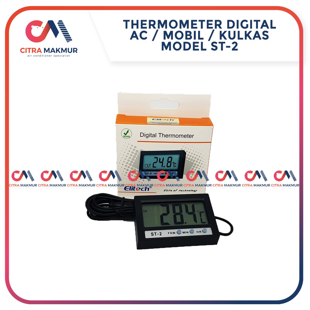 Thermometer Digital Ruangan MObil Kulkas AC Pendingin Ruangan Elitech ST 2 Sensor pengukur ukur suhu