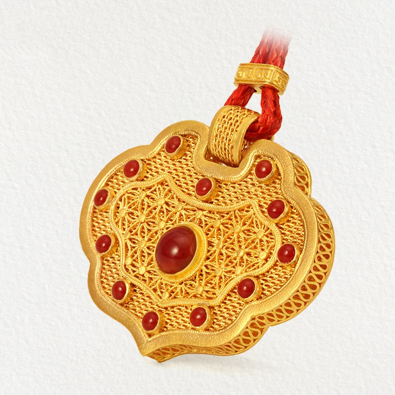 [Ready Stock]Fashion Gold Plated Auspicious Blessing Necklace Pendant