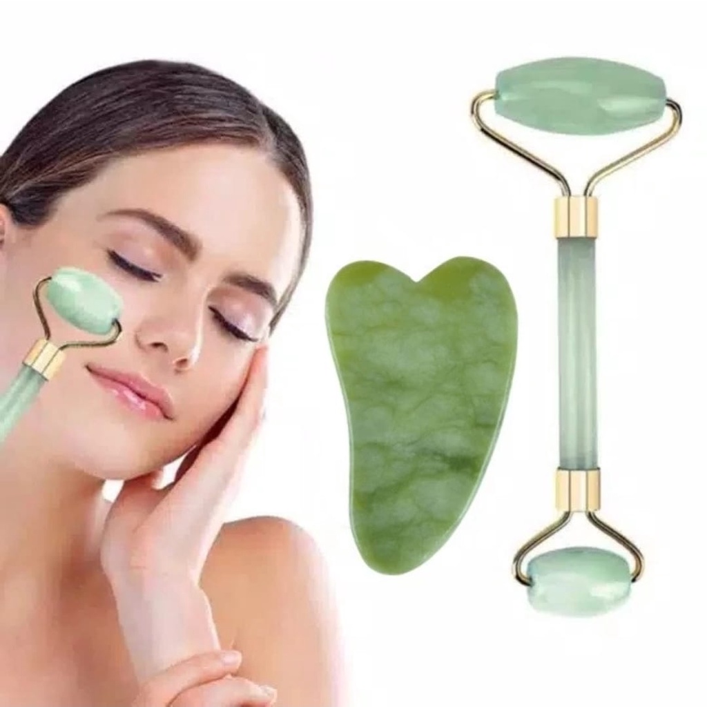 GUASHA GUA SHA JADE ROLLER FACIAL FACE ROLLER MASSAGER ALAT PENIRUS WAJAH