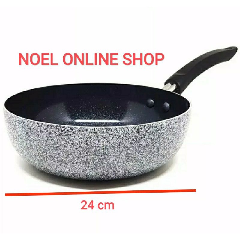 Maxim Neostone Deep Wok / Fry Pan Marble Ceramic Pan Wajan Penggorengan Anti Lengket 24 cm 24cm