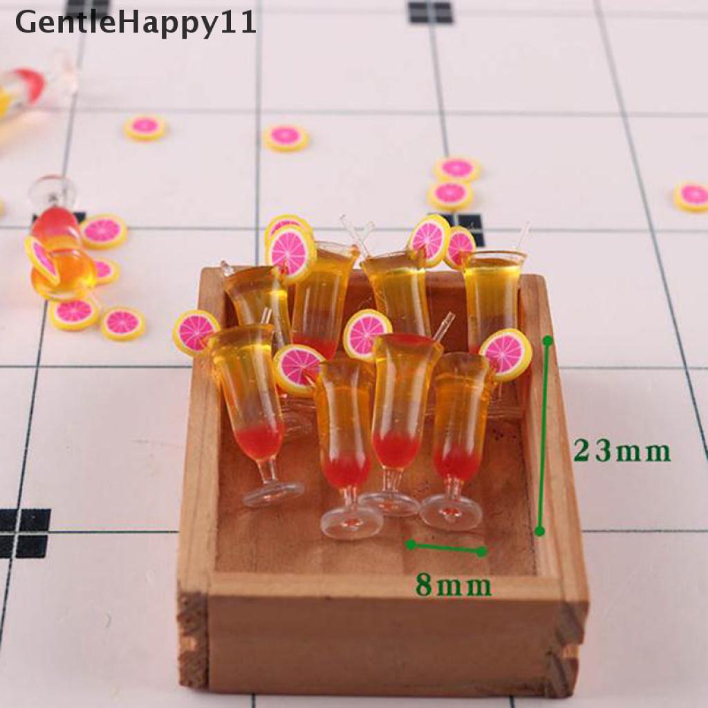 Gentlehappy 6Pcs / Set Mainan Miniatur Gelas Jus Skala 1: 12 Untuk Aksesoris Dapur Rumah Boneka