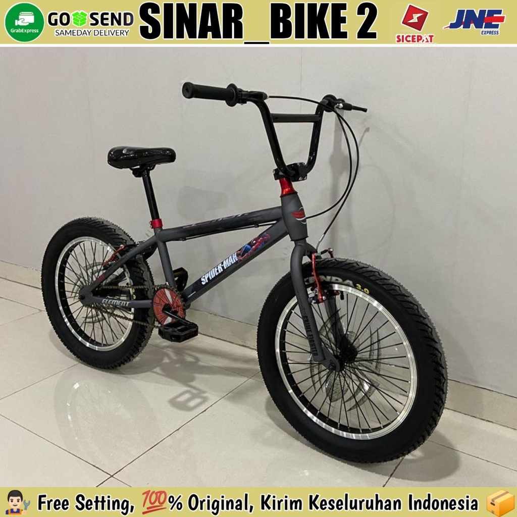 Sepeda Anak BMX ELEMENT SPIDERMAN Ukuran 20 Inch Ban Jumbo 3.0