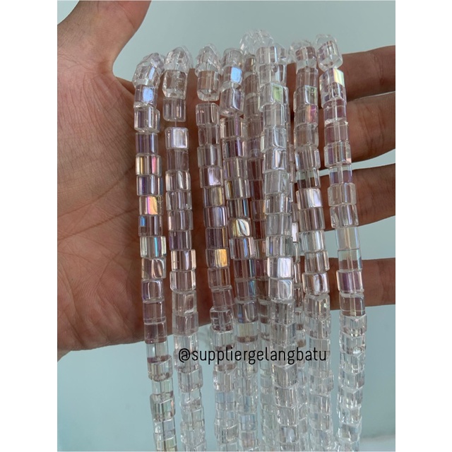 kristal Ceko kotak 6 x 6mm white QUARTZ crystal bening bross PREMIUM