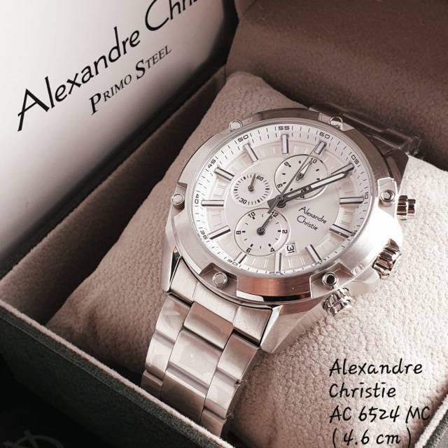 Jam Tangan Pria Alexandre Christie AC 6524 SILVER WHITE / BLACK ORIGINAL