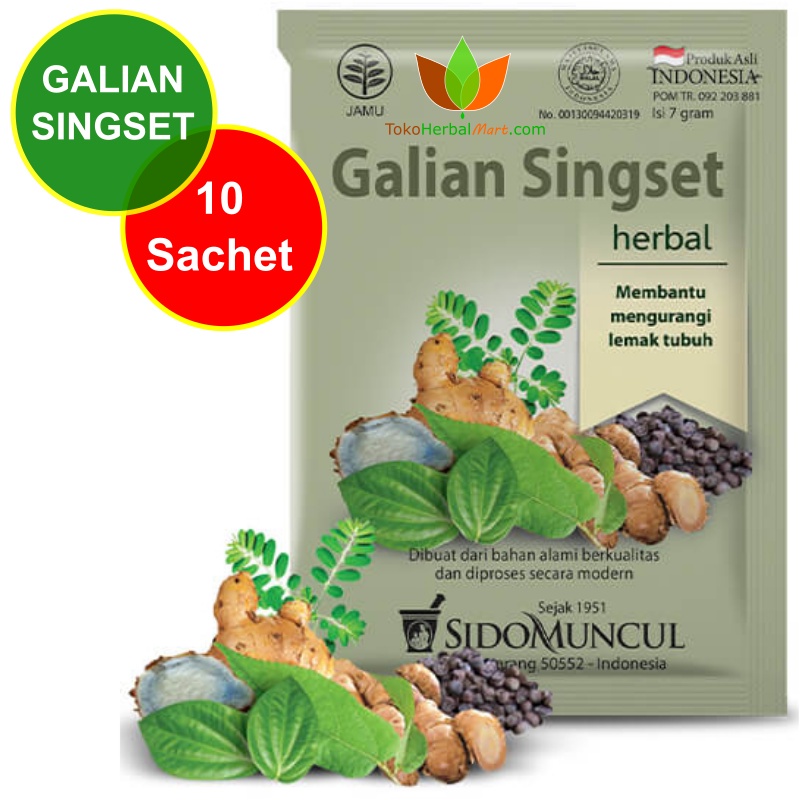 JAMU GALIAN SINGSET SIDOMUNCUL 10 SACHET, OBAT HERBAL PELANGSING DIET SUSUT PERUT JAMU SIDO MUNCUL