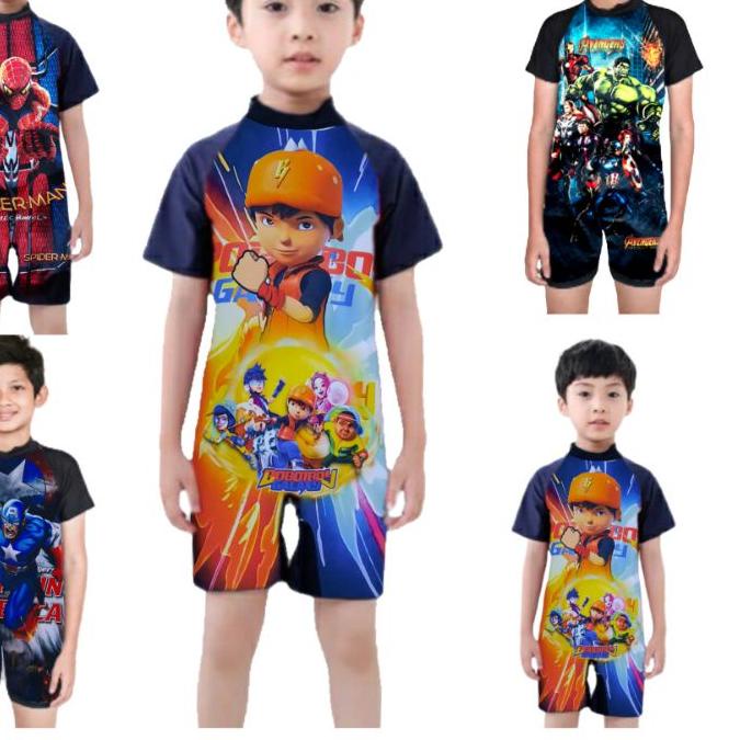 ✸ baju renang anak laki laki spiderman superhero avangers boboiboy ☆
