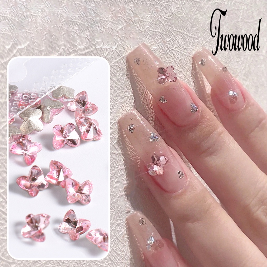 Ornamen Kupu-Kupu Warna-Warni Bahan Kaca Untuk Dekorasi Nail Art